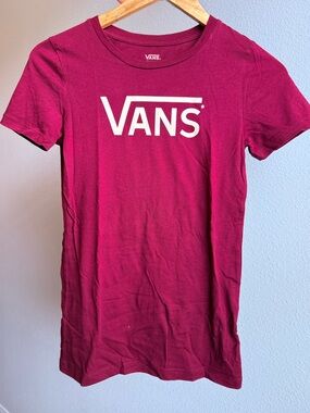 Vans Maroon Logo Tee with White Print